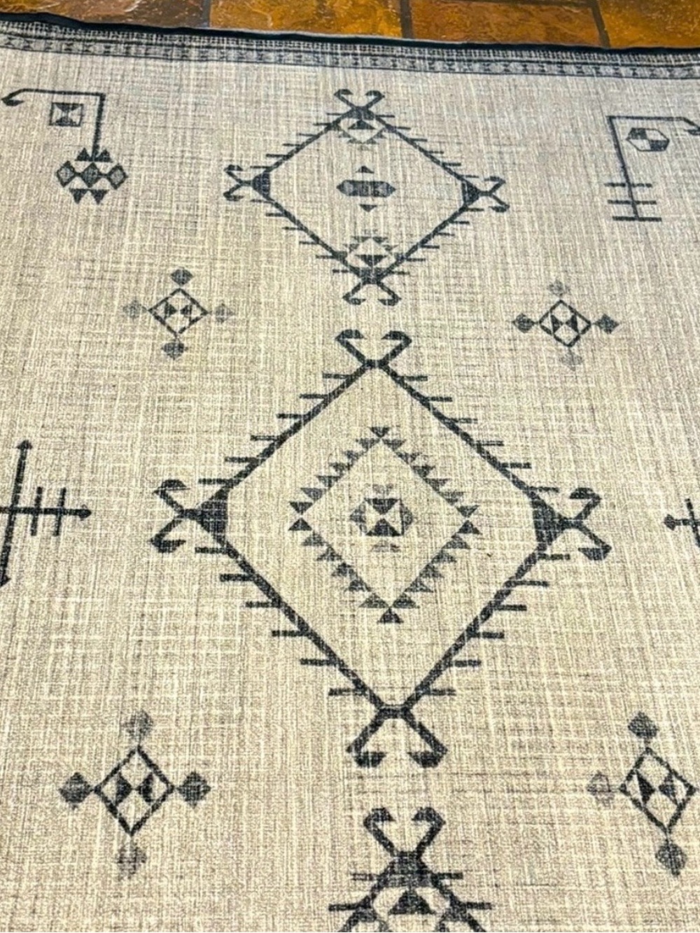 Ruggable Runner - Native Geometric Pattern Area Rug - Black on gray - Picture 2 of 2